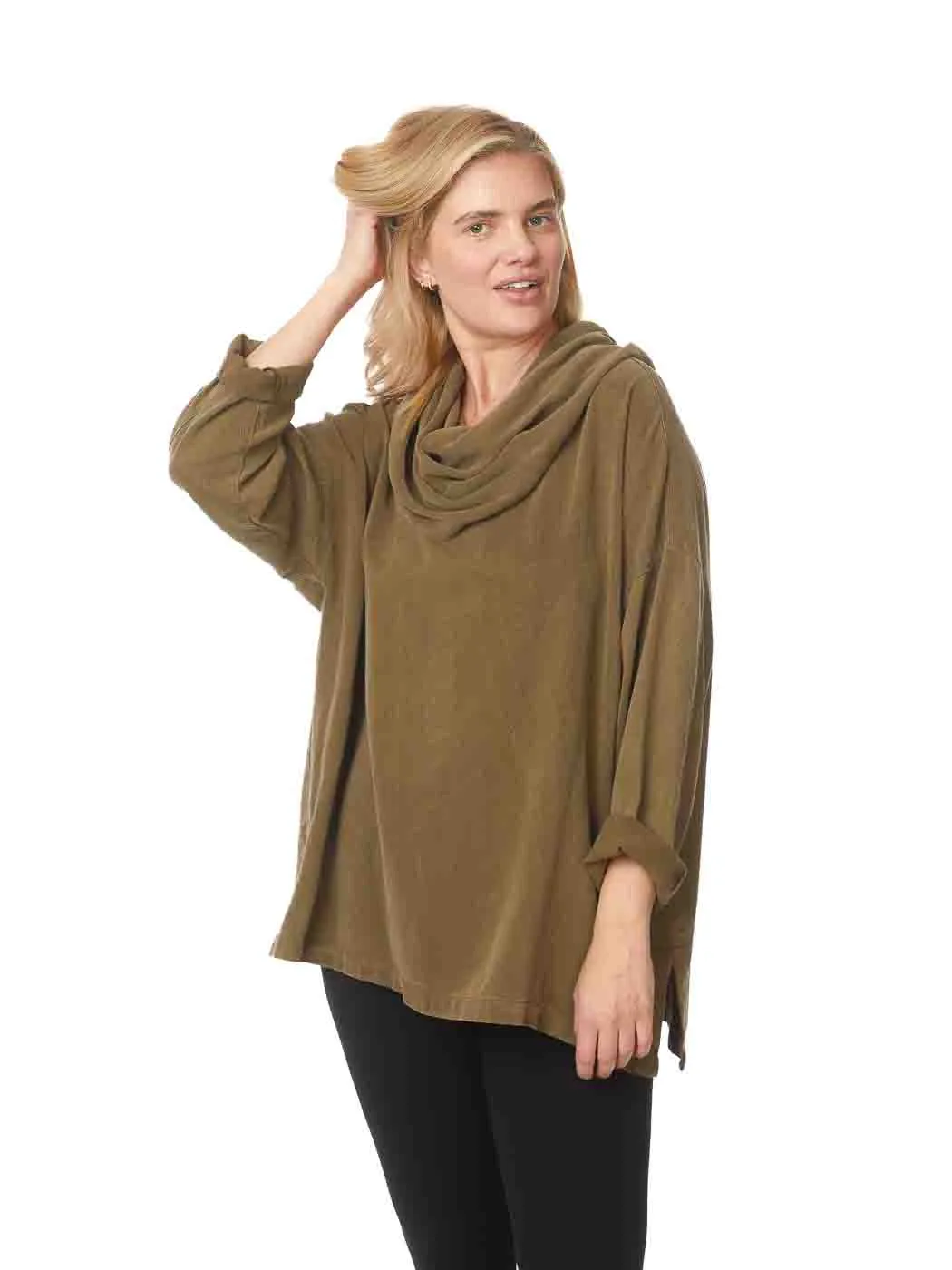 Tianello TENCEL™  "Oversized" L.S.  "TIBET" Cowl Blouse