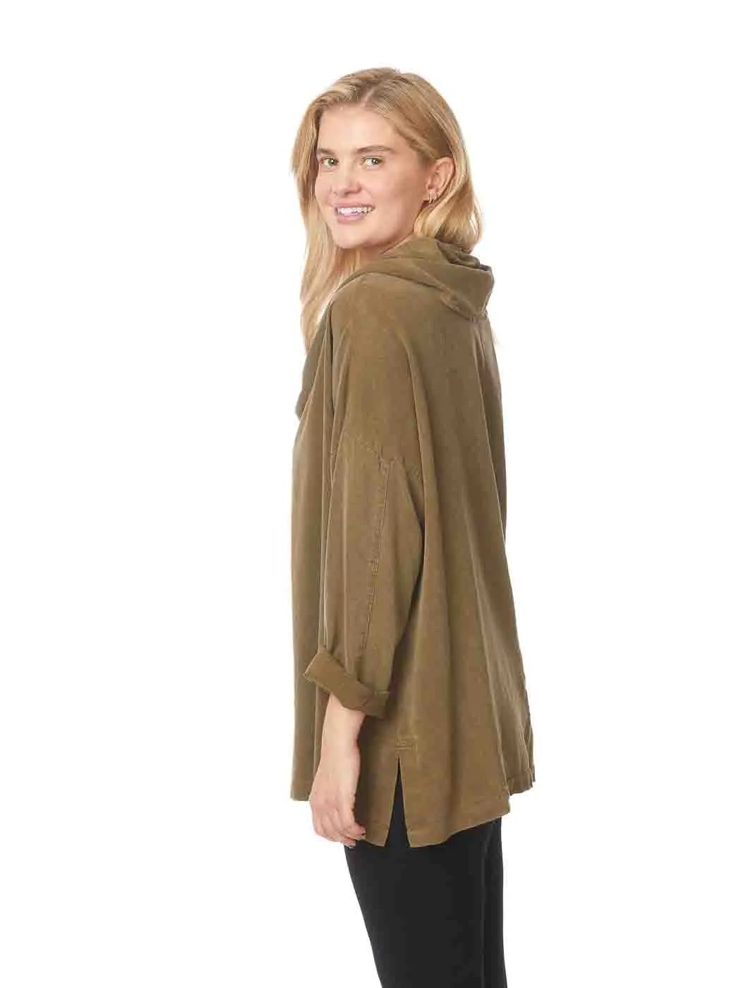 Tianello TENCEL™  "Oversized" L.S.  "TIBET" Cowl Blouse