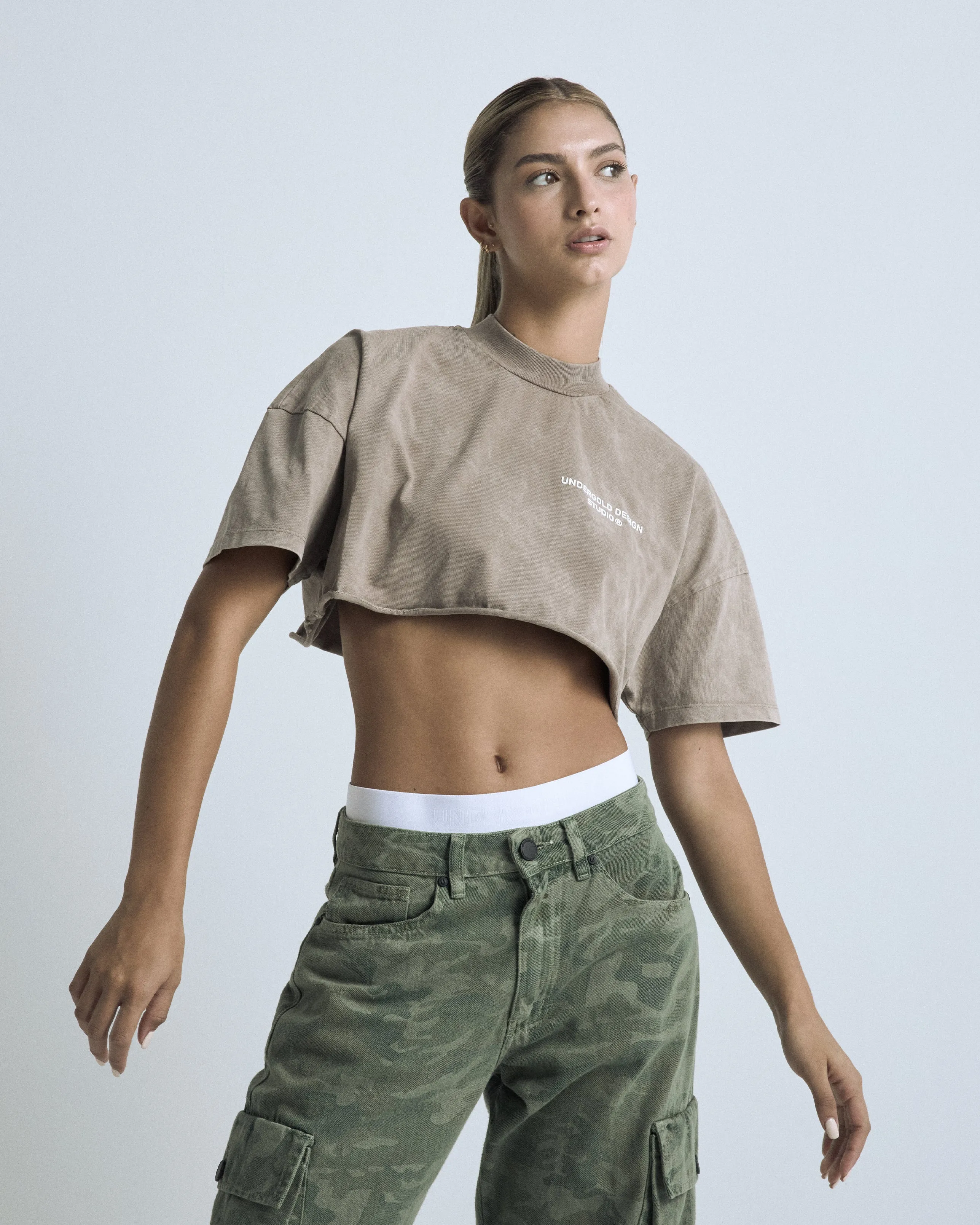 Transfiguration Undergold Design Studio Crop Top Washed Brown