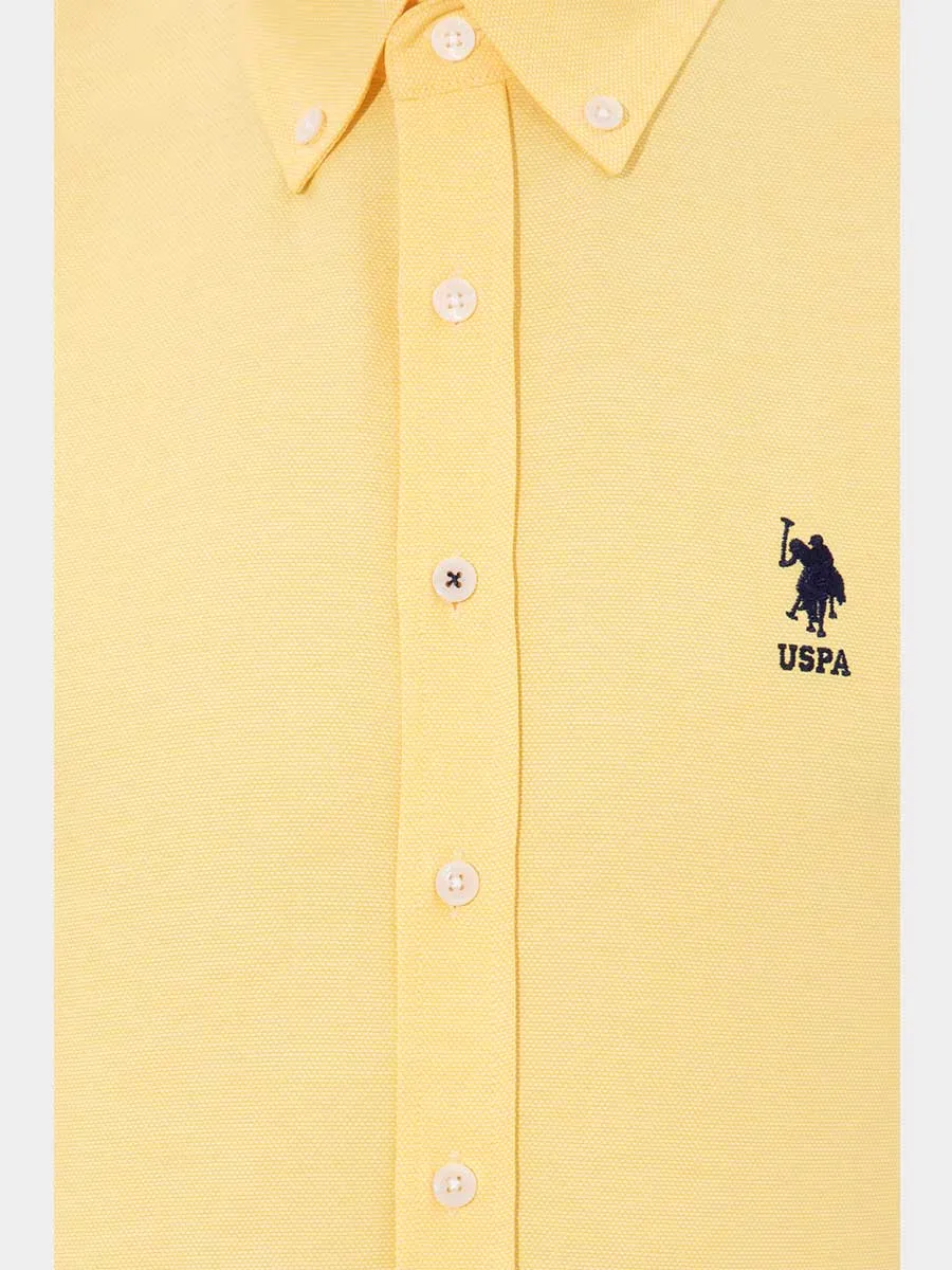 USPA Shirt Men Light Yellow VR004 USPSH257 Slim Fit US Polo Assn.