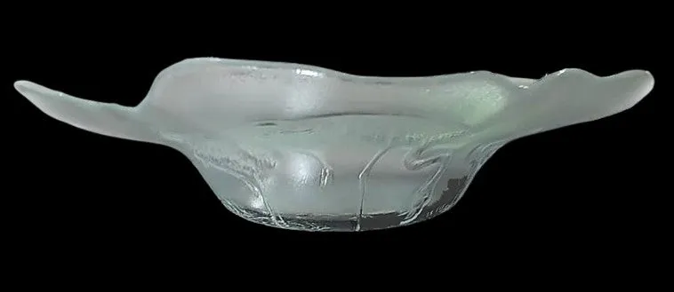 VINTAGE '70s HUGE FLAMINGO & CRANES GLASS SERVING BOWL OR DISPLAY ITEM MADE IN FRANCE - GORGEOUS!