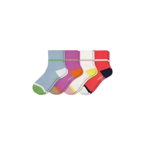 Youth Lightweight Ribbed Quarter Sock 4-Pack