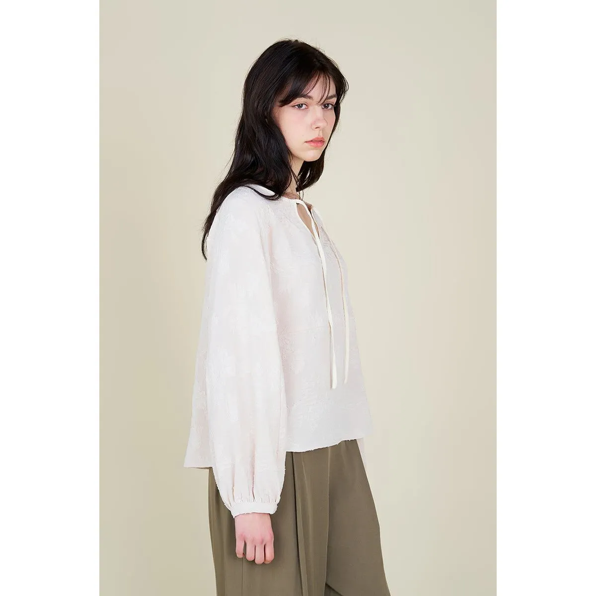 Zenobia Jacquard Grade and Gather Blouse